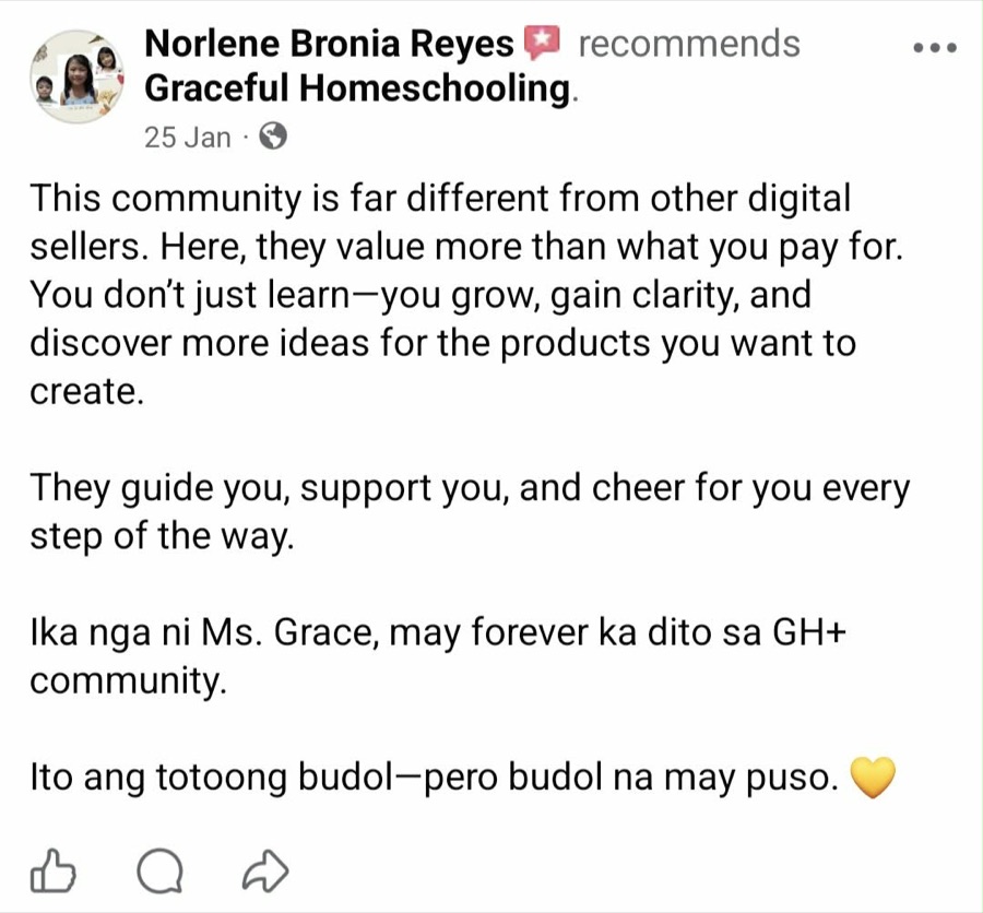 Public review by Norlene Bronia Reyes: you don't just learn, you grow, gain clarity, and get support every step